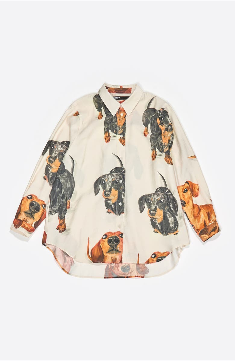 Bimba y Lola Straight Dogs Shirt, Alternate, color, Dogs Ivory