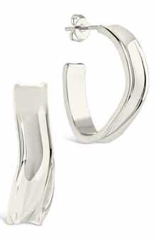 Sterling Forever Dayton Abstract Twist Hoop Earrings