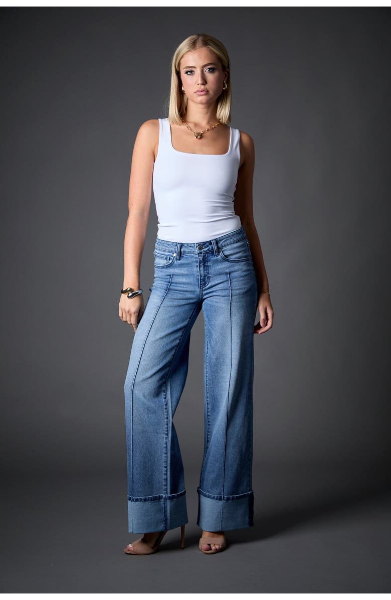 BLUE REVIVAL Cuffed Low Rise Recycled Wide Leg Jeans, Alternate, color, 