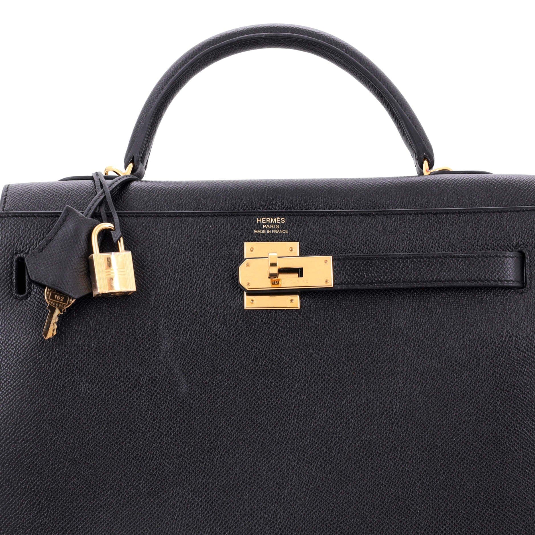 Pre-Owned Hermes Kelly Handbag Black Epsom with Gold Hardware 32, Alternate, color, 