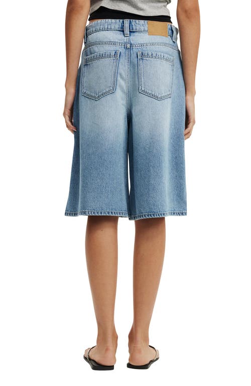 Cotton On Lyocell Wide Denim Jort In Blue Cove