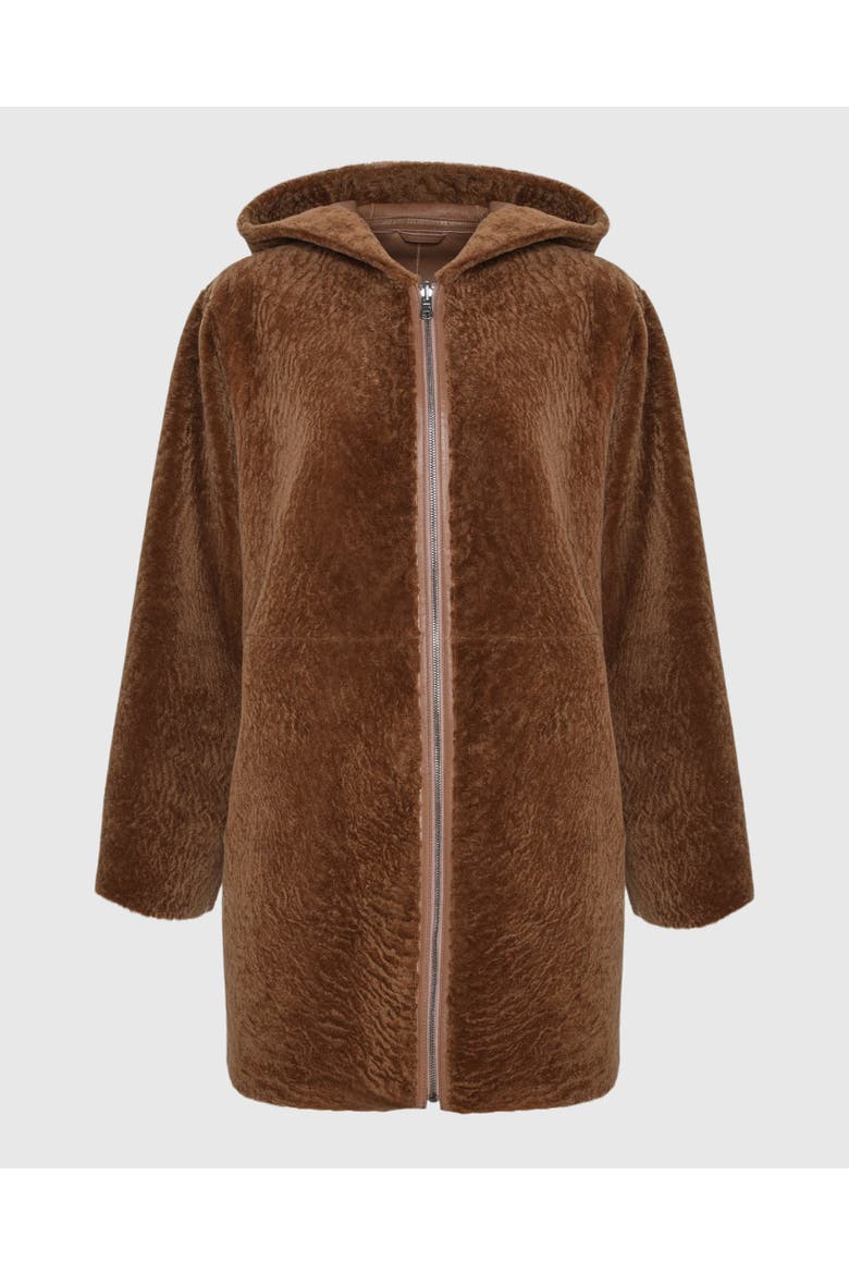 Reversible Textured Genuine Shearling Jacket, Alternate, color, CAMEL/CAMEL