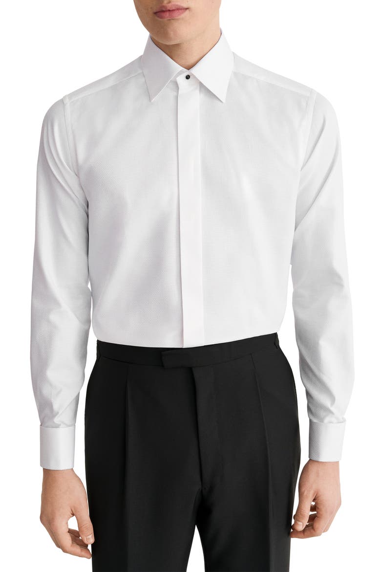 Slim Fit Fly Front Tuxedo Shirt, Main, color, WHITE