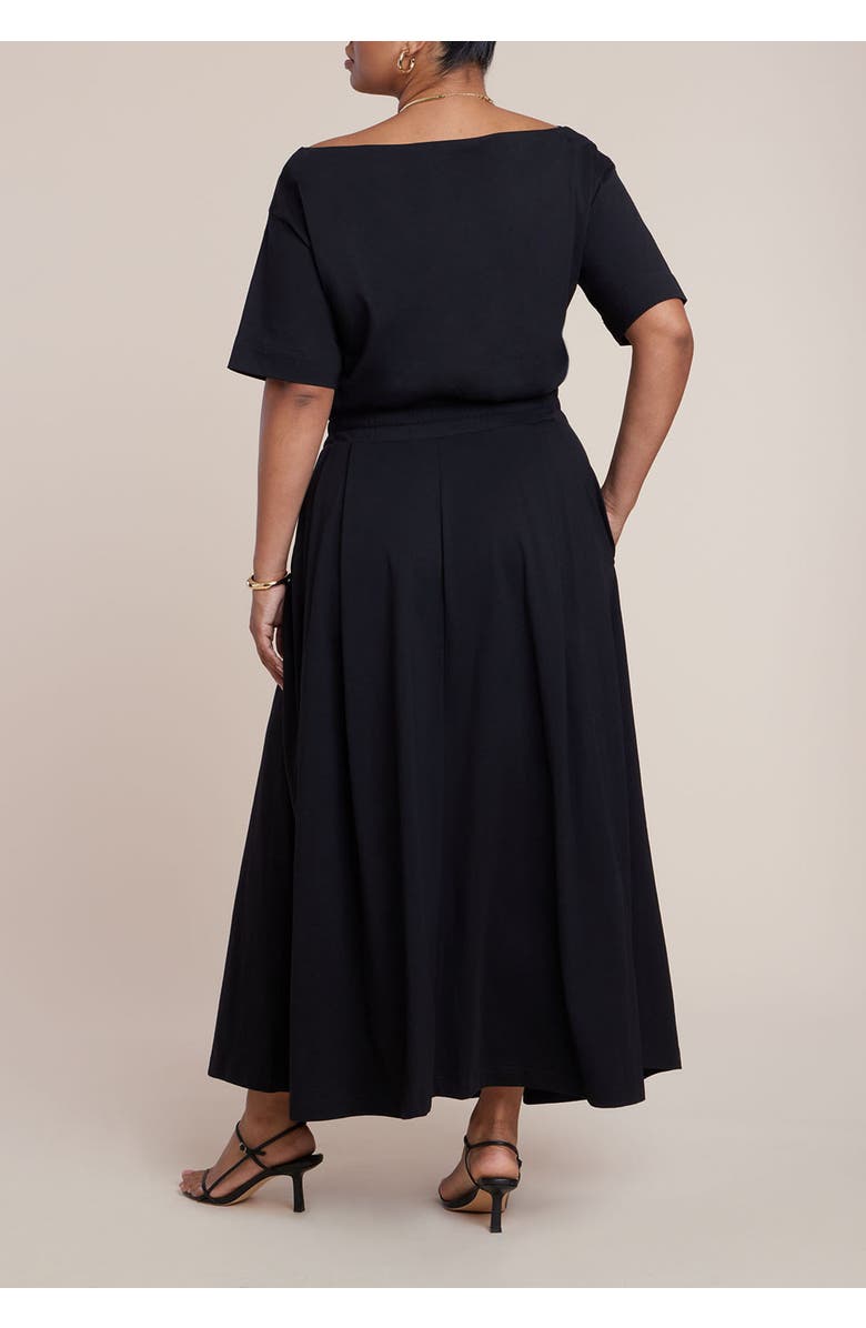 ELOQUII Asymmetrical Neck A-Line Dress, Alternate, color, Black Onyx