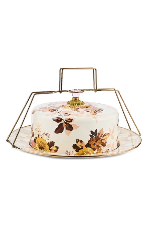 Wild Rose Enameled Steel Cake Carrier
