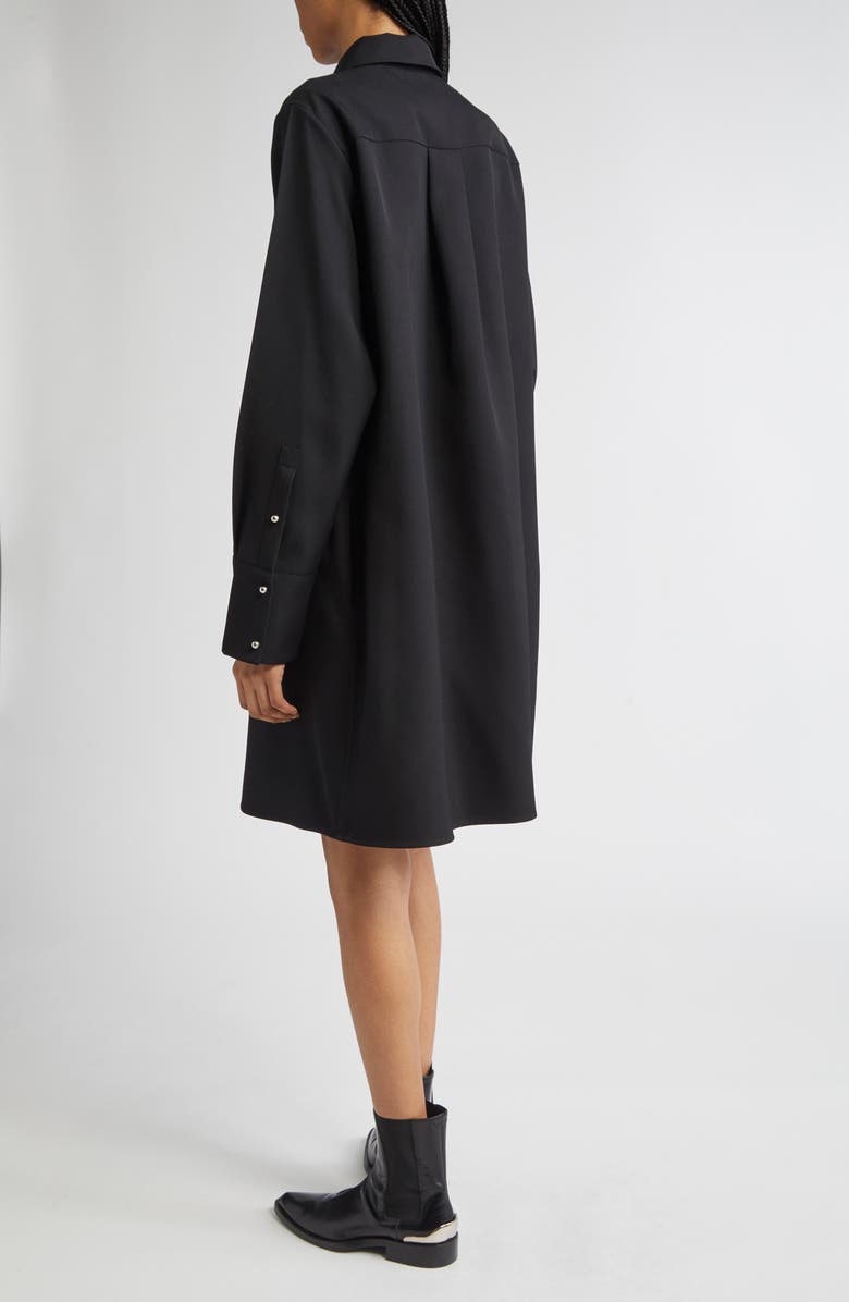 Jil Sander Long Sleeve Wool Polo Dress, Alternate, color, Black