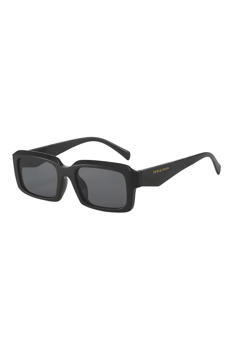 Danni 70mm Oversize Polarized Rectangular Sunglasses, Alternate, color, BLACK