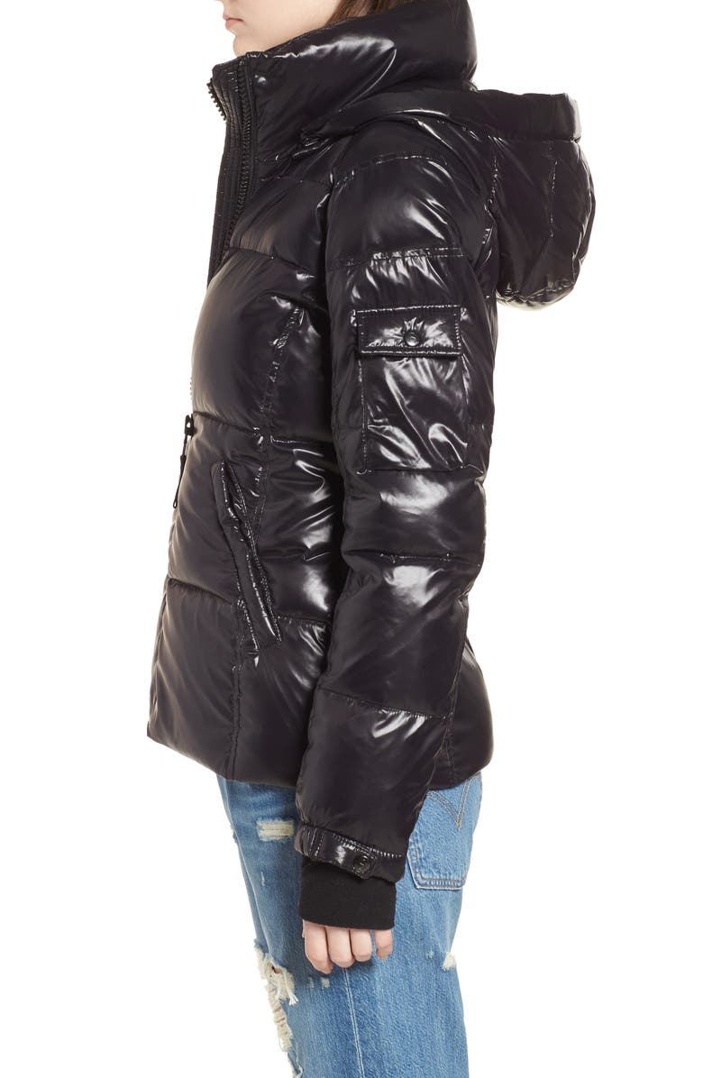 S13 Kylie Metallic Quilted Jacket with Removable Hood, Alternate, color, 