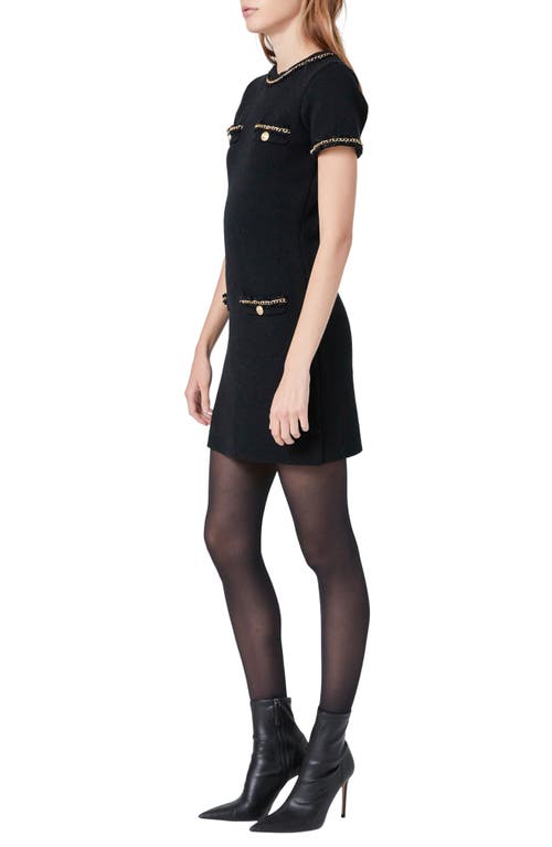 Endless Rose Chain Trim Sweater Minidress In Black