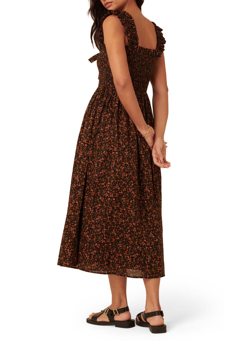 Christina Floral Organic Cotton Midi Sundress, Alternate, color, BLACK FLORAL MULTI