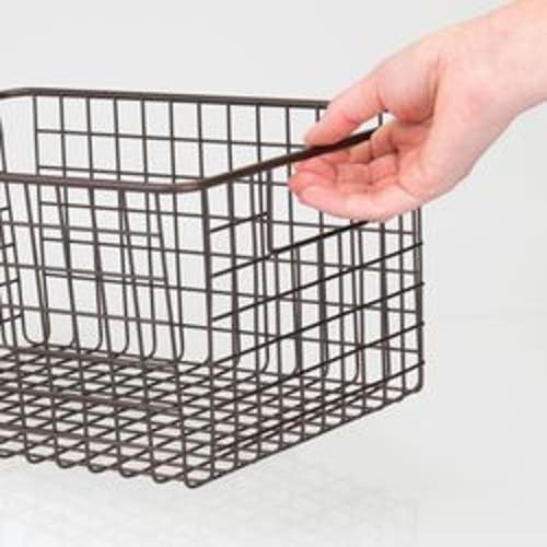 Mdesign Metal Wire Food Organizer Basket With Built-in Handles, 12 X 9 X 6 In Brown
