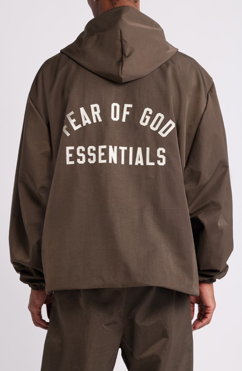 Fear of God Essentials Hooded Textured Nylon Coach's Jacket, Alternate, color, 