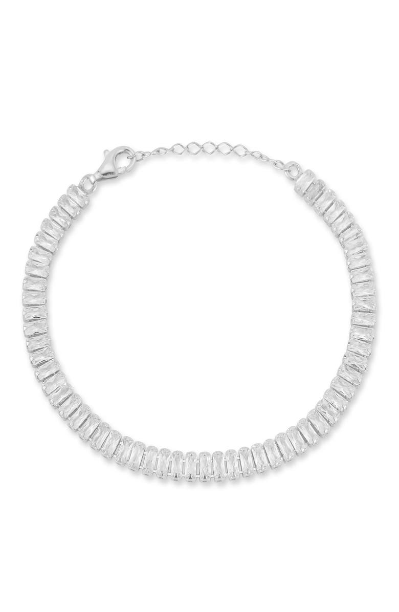 GLAZE JEWELRY Cubic Zirconia Tennis Bracelet, Main, color, Silver