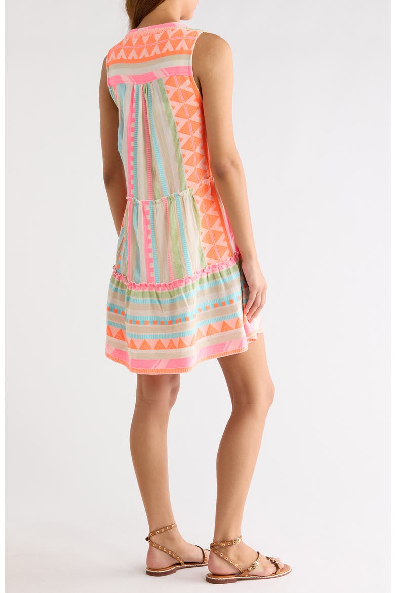 Babydoll Cover-Up Minidress, Alternate, color, NEON AZTEC
