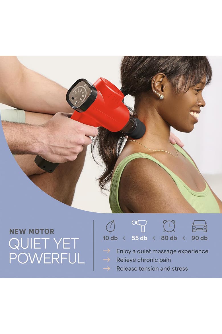 Sonic Massage Gun Percussion Muscle Massager with 8 Heads & 6 Speeds, Alternate, color, Red