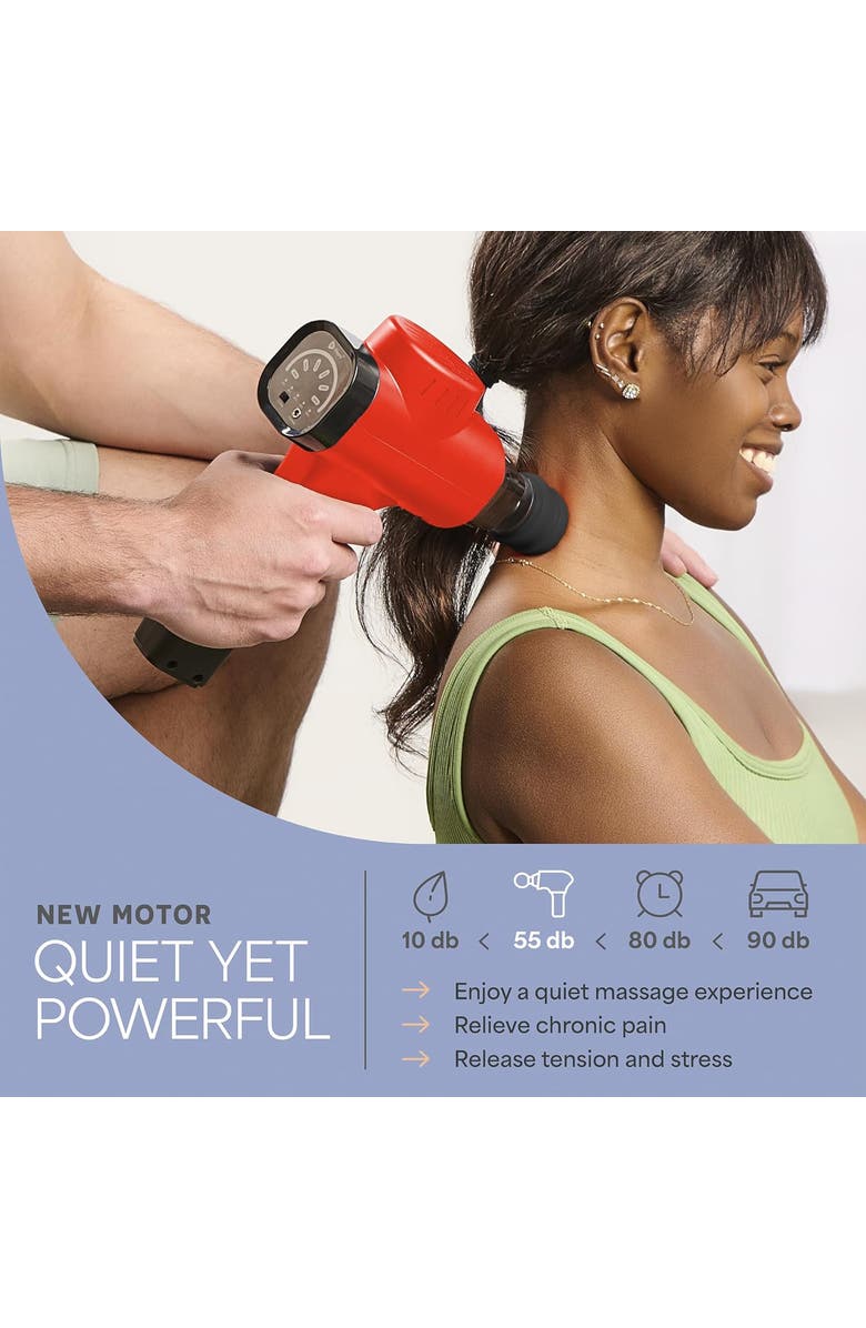 Lifepro Handheld Electric Muscle Massager Massage Gun Deep Tissue Percussion Massager, Alternate, color, Red