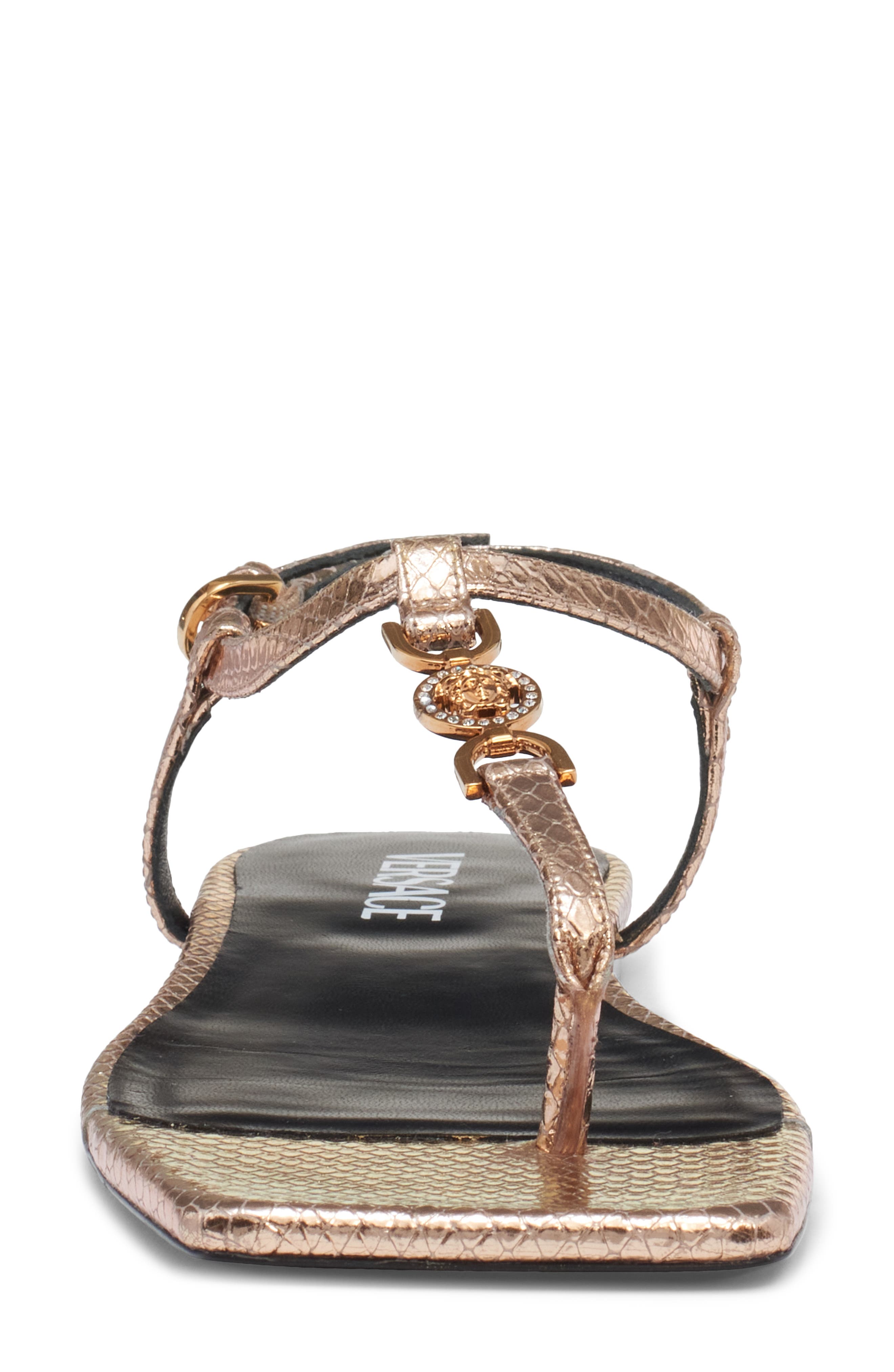 Versace Crystal Medusa '95 T-Strap Sandal, Alternate, color, 