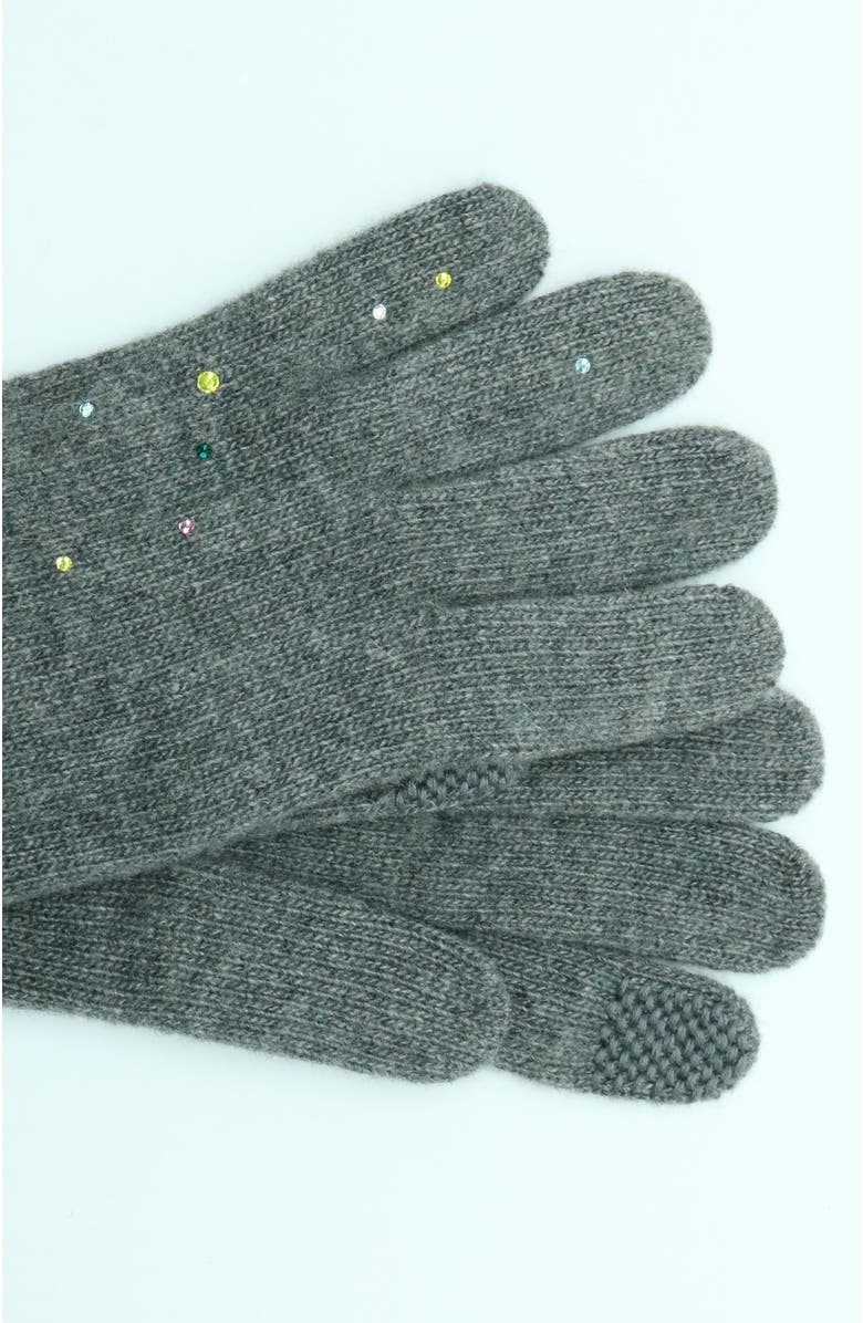 Portolano Cashmere tech gloves  with crystal stones, Alternate, color, Medium Heather Grey