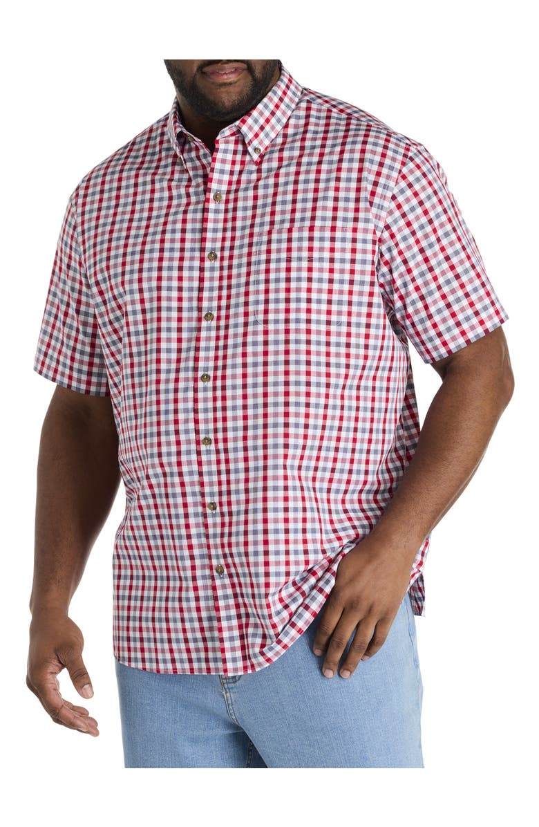 Harbor Bay by DXL Big & Tall Easy-Care Check Sport Shirt, Main, color, Red Multi