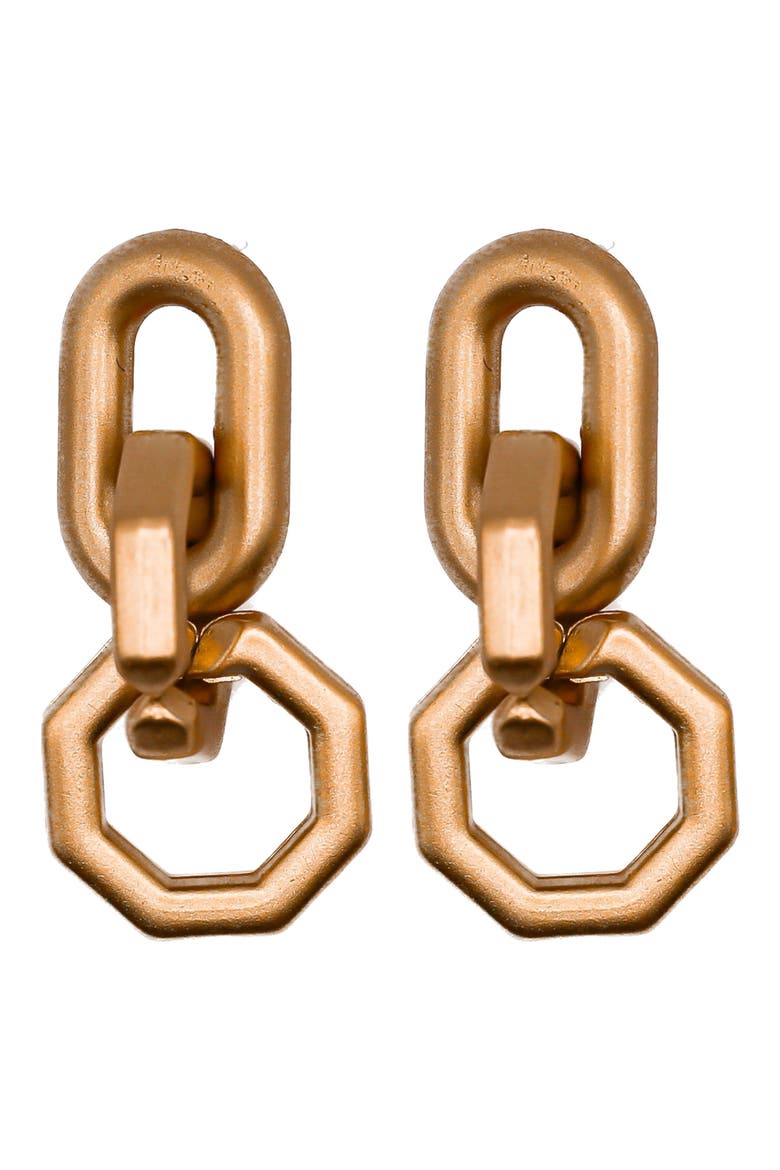 Geometric Link Drop Earrings, Main, color, GOLD