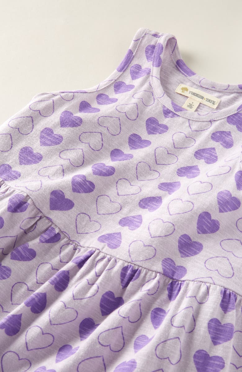 Tucker + Tate Kids' Tiered Dress, Alternate, color, Purple Petal Heart Outlines