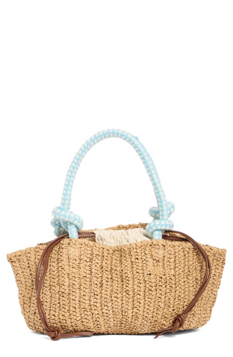 Drawstring Bag Straw Tote