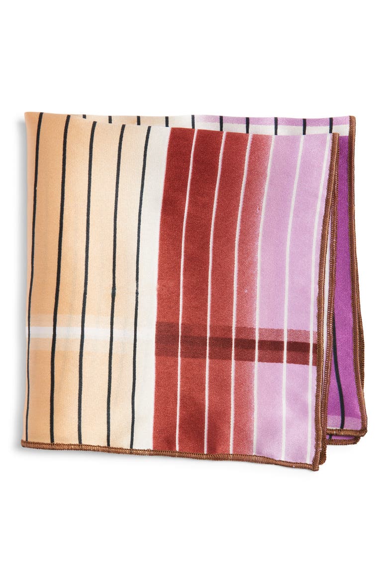 Brown Stripe Silk Pocket Square, Main, color, BROWN