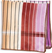 CLIFTON WILSON Brown Stripe Silk Pocket Square
