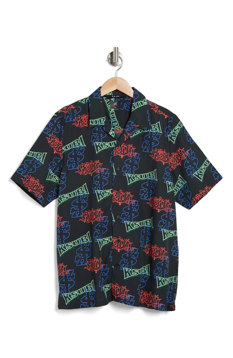 Ksubi Glow Resort Camp Shirt, Alternate, color, Black Multi