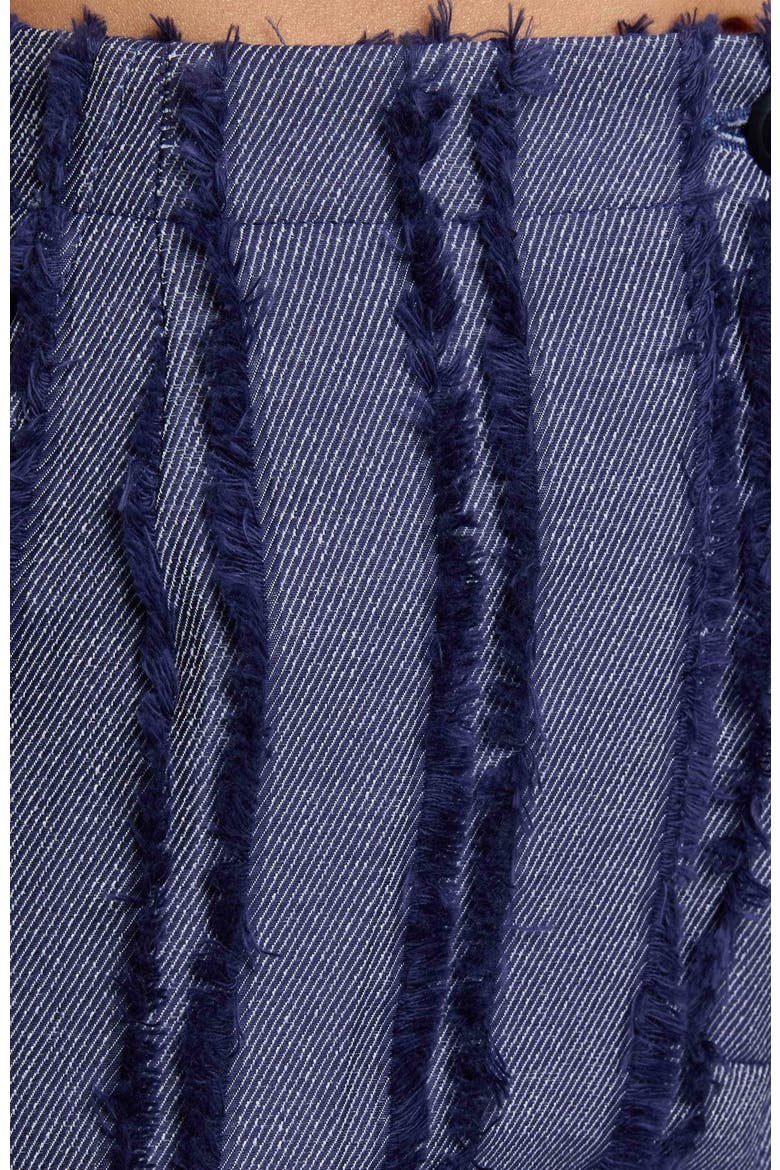 BETH Flared Pant in Stripe Fringed Organic Cotton Denim, Alternate, color, MARINE BLUE