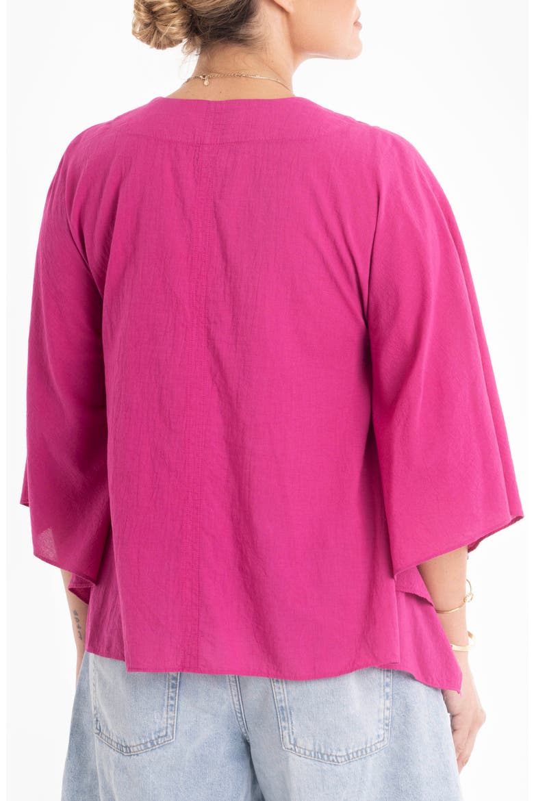 Butterfly Sleeve Cotton Caftan Top, Alternate, color, Fuchsia