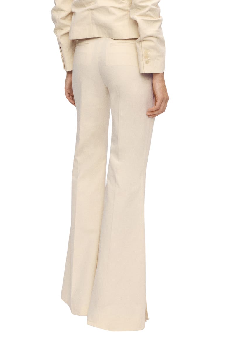 MANGO Cotton & Linen Flare Pants, Alternate, color, Ecru