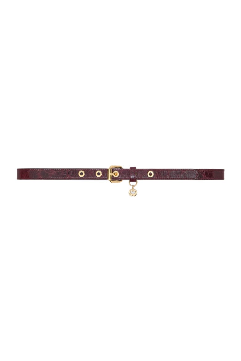 Slim leather belt with eyelets, Main, color, Burgundy