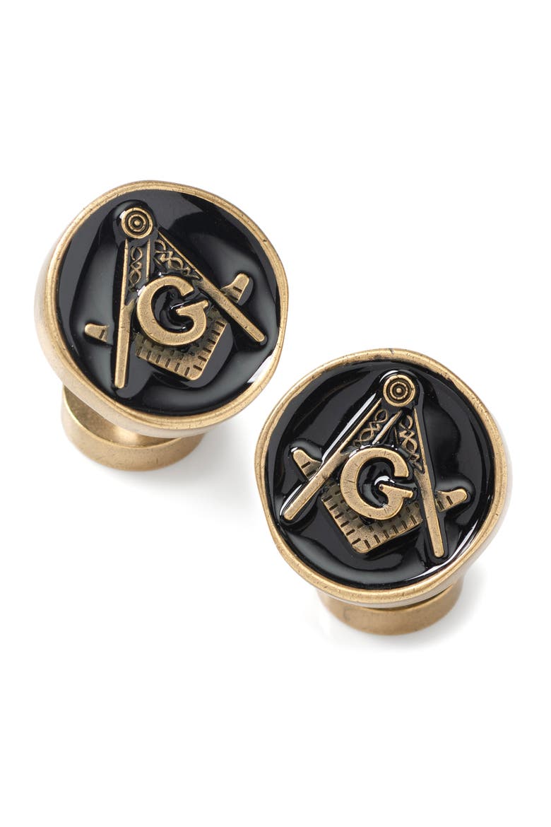 Masonic Lodge Cuff Links, Main, color, BLACK