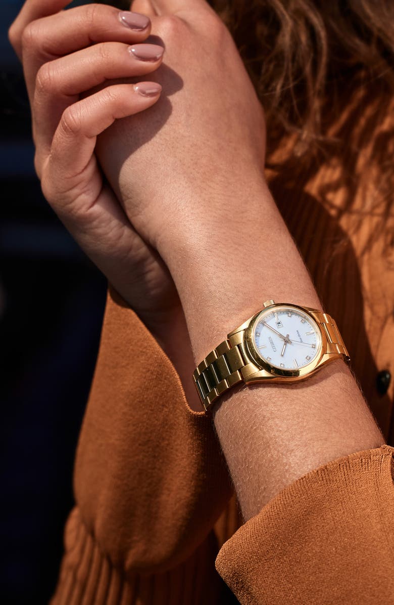 Citizen Sport Luxury Diamond Bracelet Watch, 33mm, Alternate, color, Gold-Tone