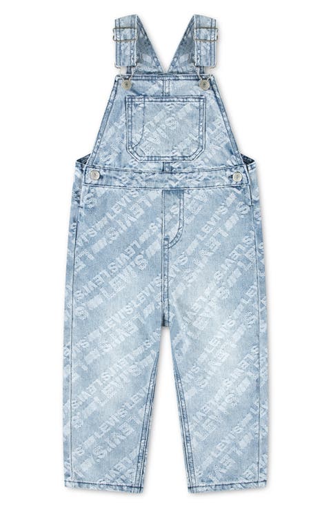 Kids' Logo-Print Denim Overalls