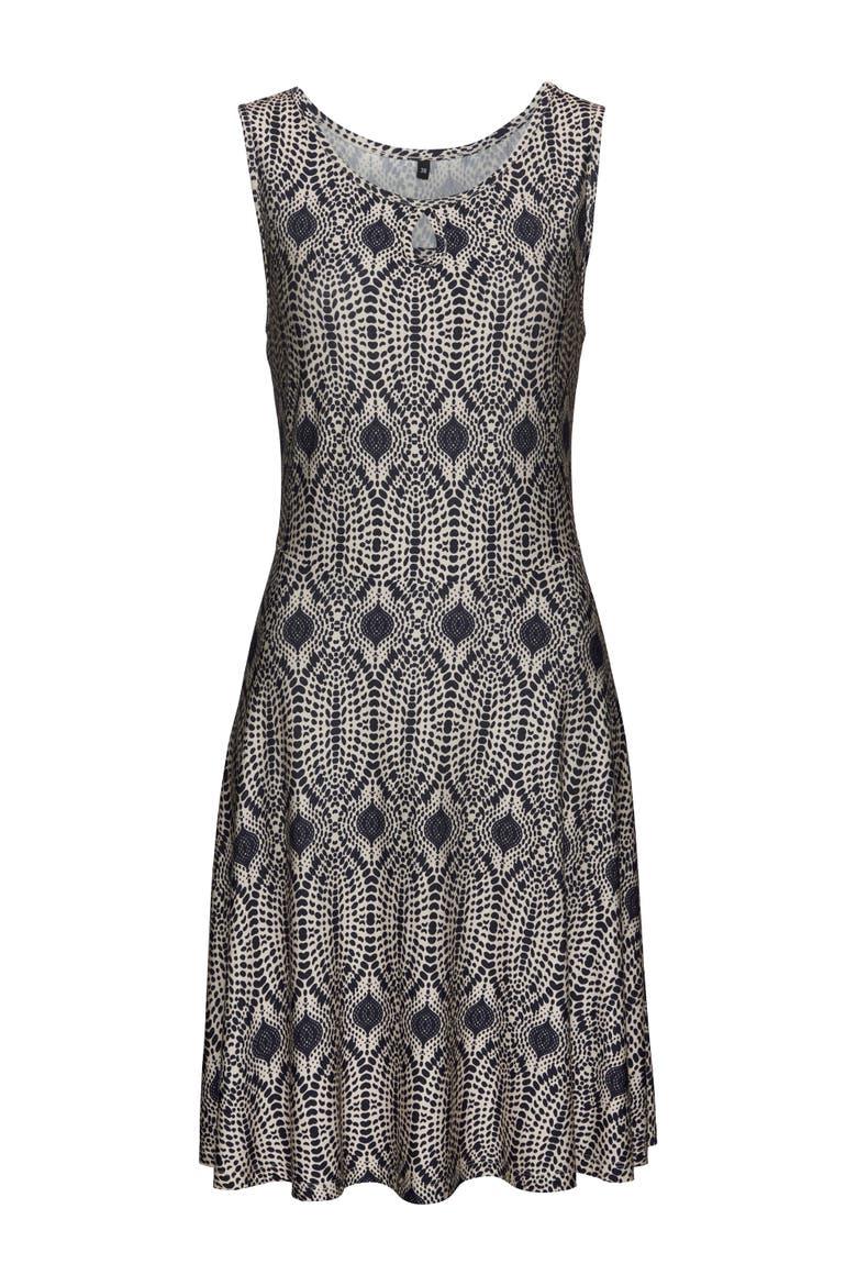 Sleeveless Keyhole Dress, Alternate, color, Navy Sand