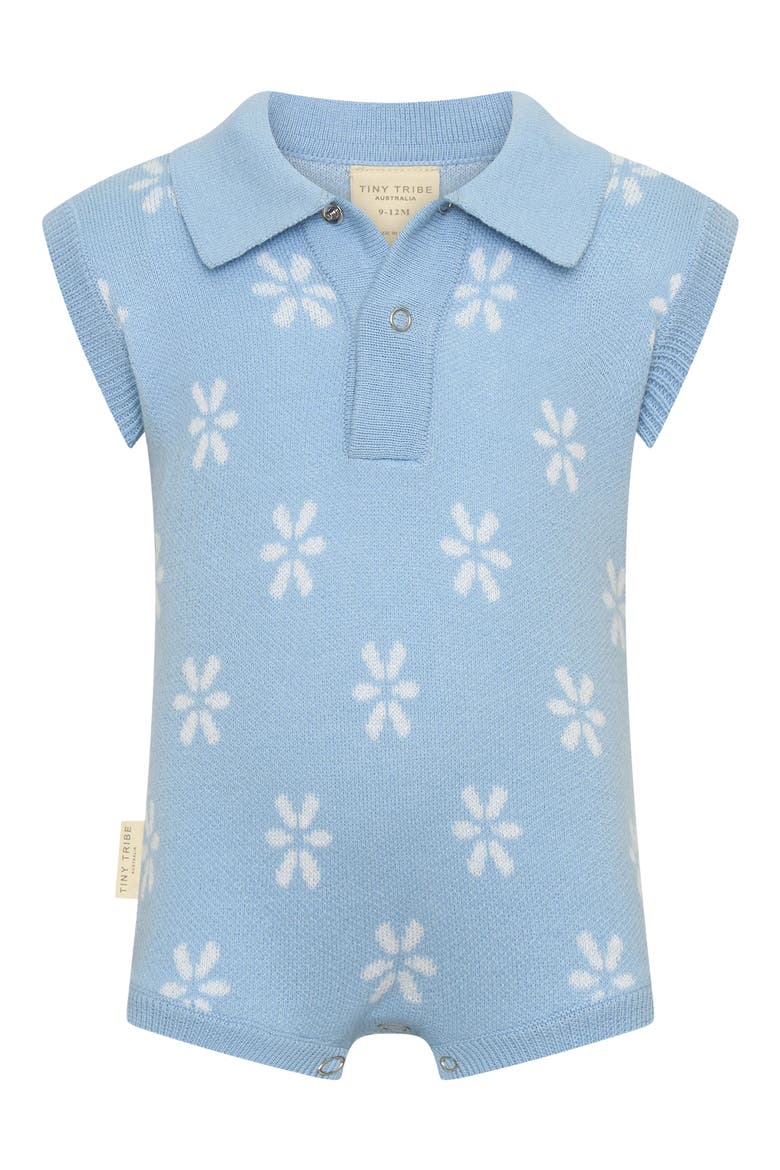 Floral Polo Romper, Main, color, BLUE