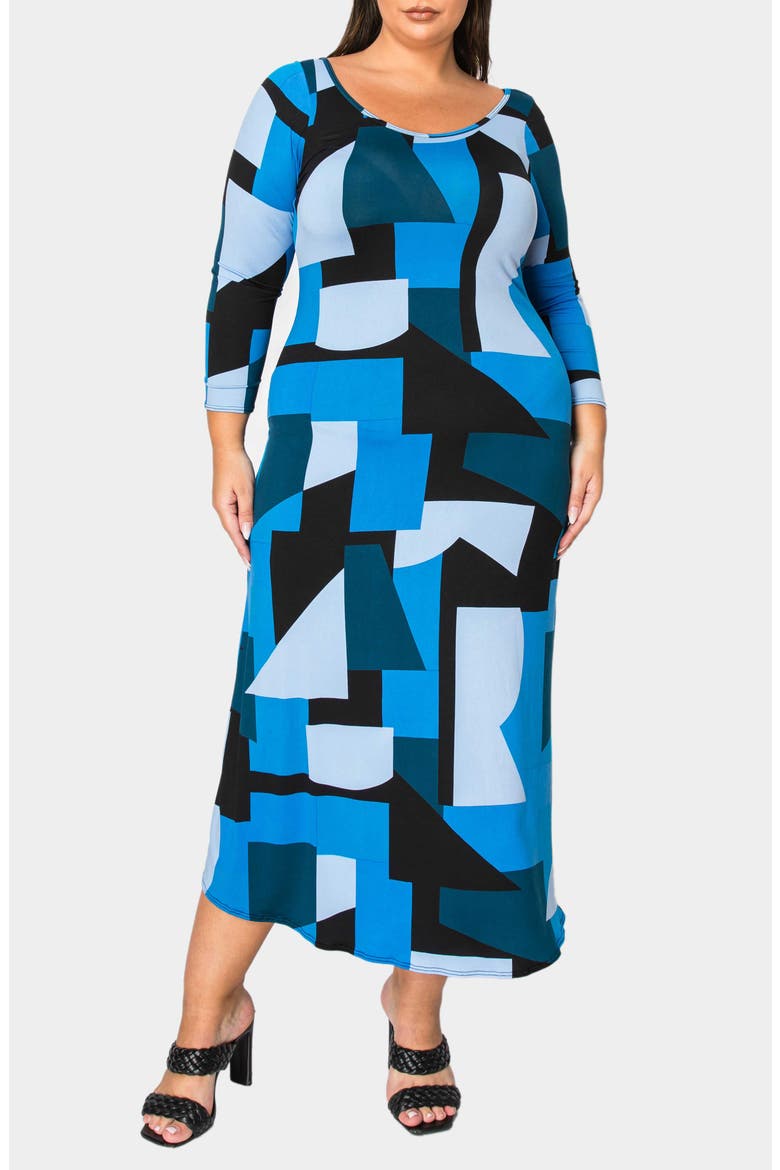 Ozean Azul Long Sleeve Maxi Dress, Alternate, color, BLUE