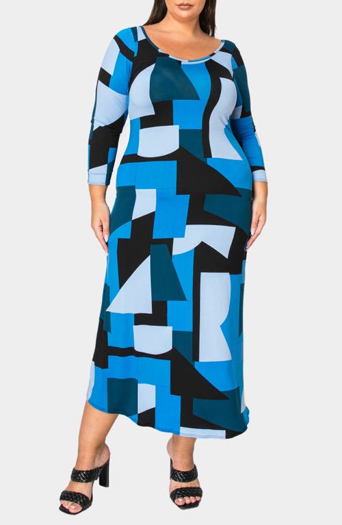 L I V D Ozean Azul Long Sleeve Maxi Dress In Blue