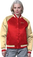 STARTER Women's Starter Scarlet/Gold San Francisco 49ers Satin Full-Snap Vintage Varsity Jacket