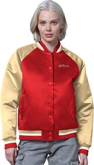 STARTER Women's Starter Scarlet/Gold San Francisco 49ers Satin Full-Snap Vintage Varsity Jacket