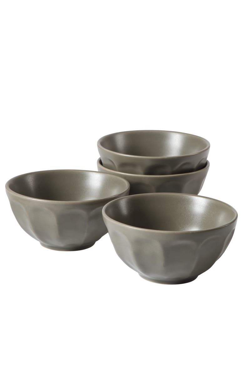 Yuelu Bloom 6.4 Inch Cereal Bowls Set of 4 - Scallop Embossed Soup Bowl Set, Alternate, color, Olive Stone