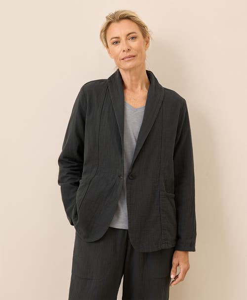 Pact Organic Cotton Coastal Double Gauze Lined Easy Jacket In Black