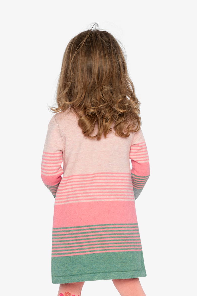 Knitted Stripe Cat Appliqué A-Line Dress, Alternate, color, Very Pale Pink and Green