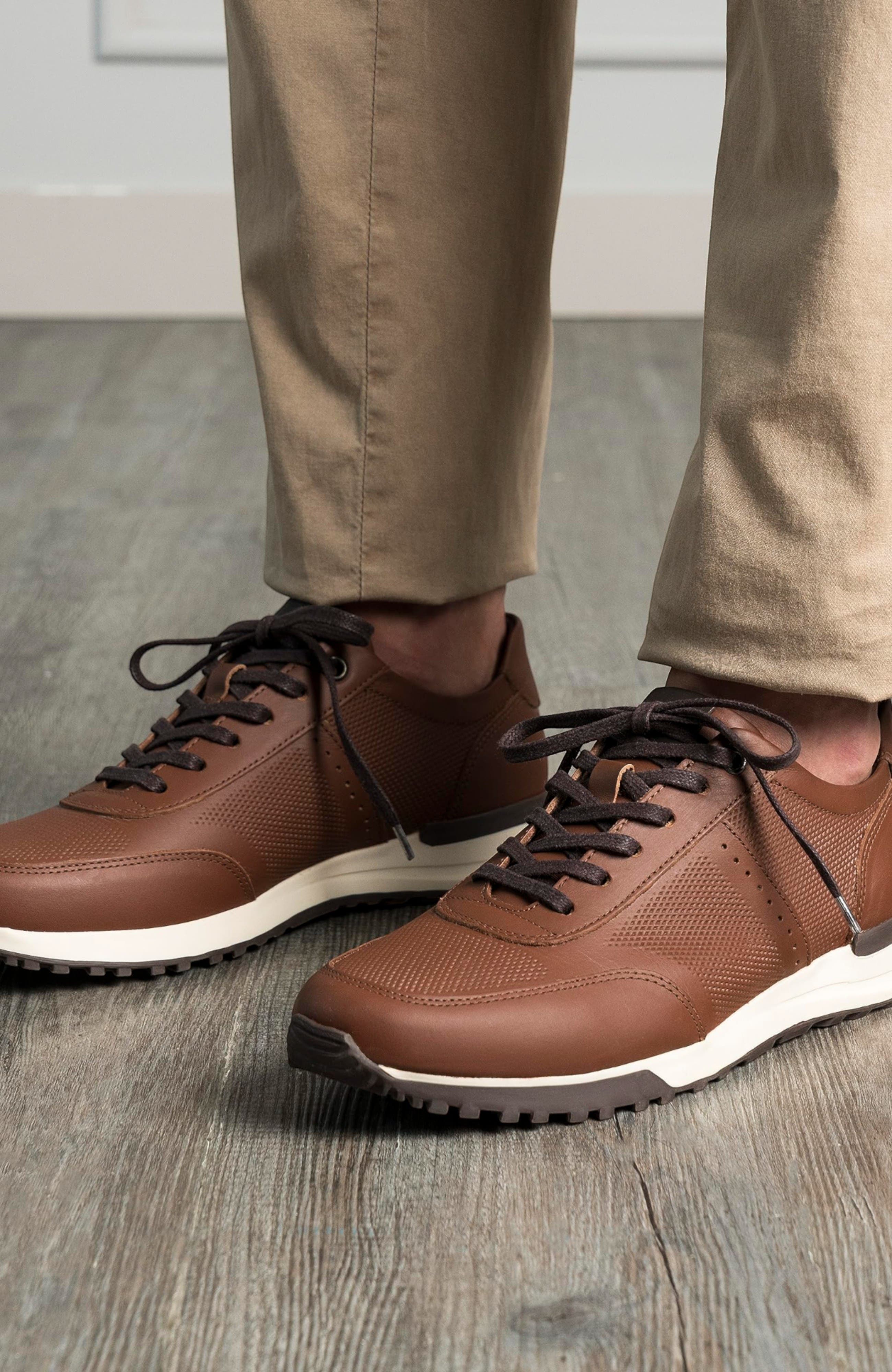 Vuelos Full Grain Leather Sneakers, Alternate, color, Brown