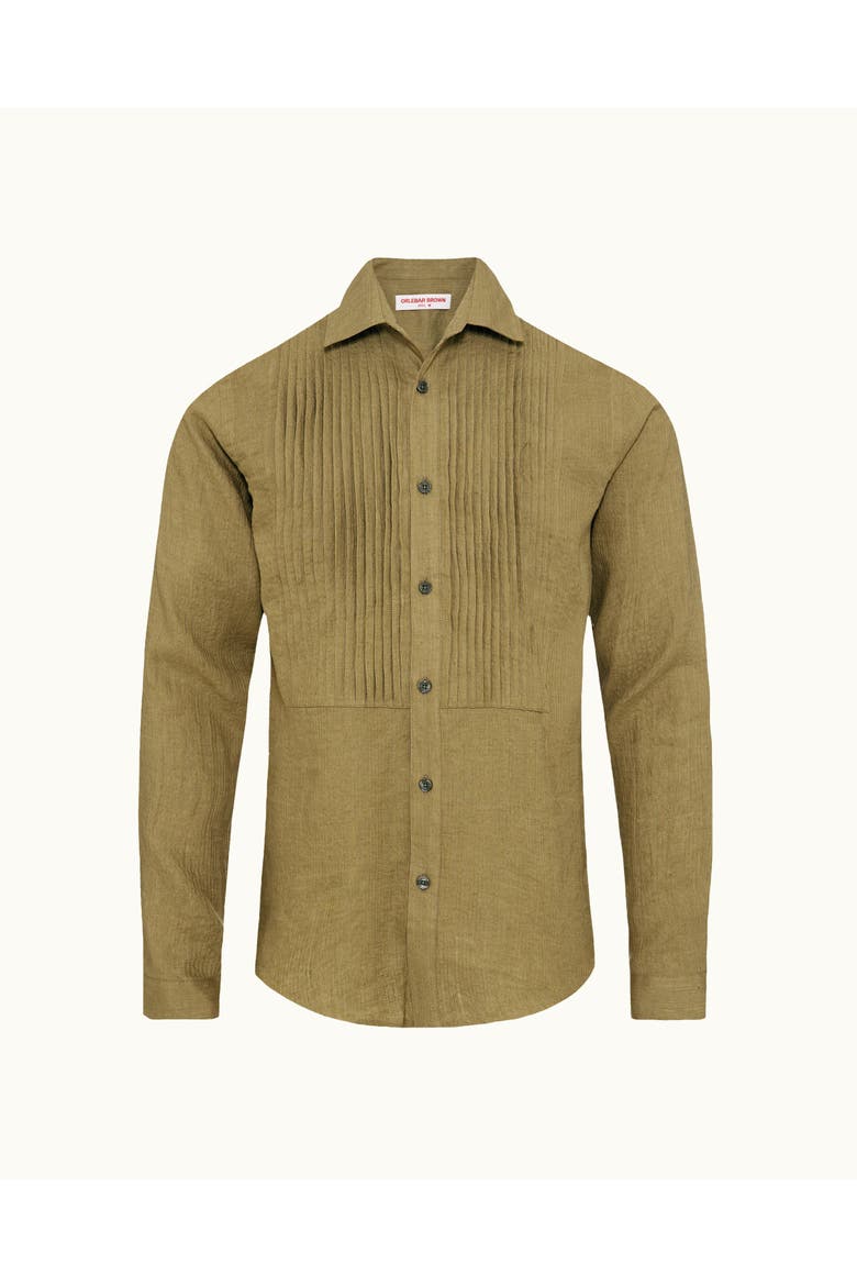 Giles Pleated Tailored-Fit Shirt, Alternate, color, Agave Green