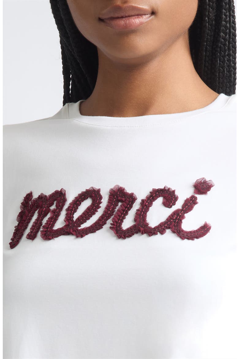 Merci Ruffle Shrunken Graphic Tee, Alternate, color, WHITE/ BLACK CHERRY