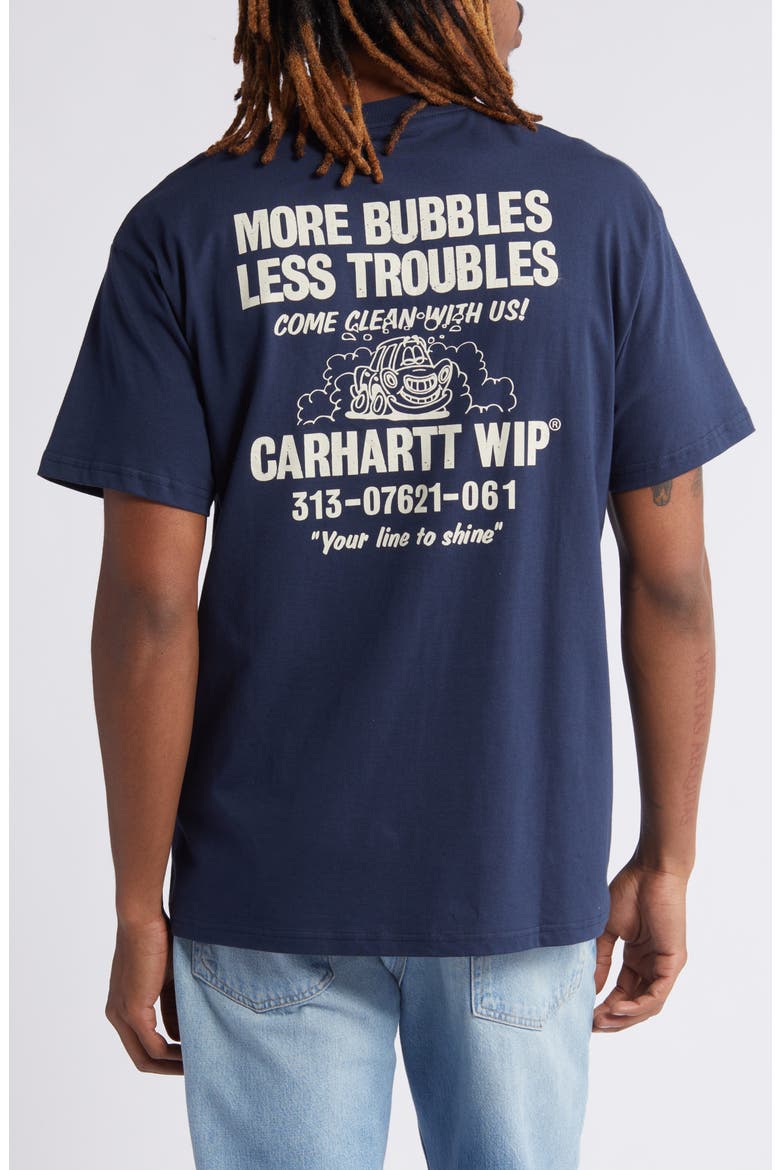 Less Troubles Organic Cotton Graphic T-Shirt, Alternate, color, BLUE WAX