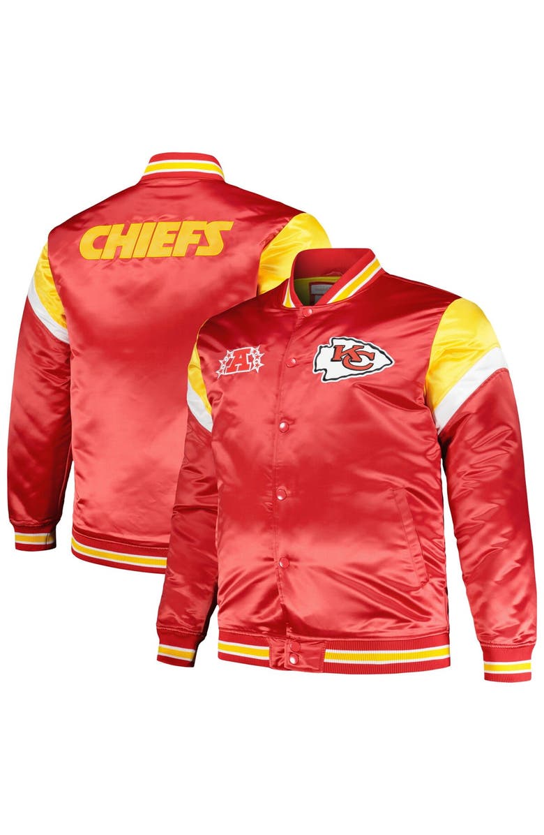 Mitchell & Ness Men's Mitchell & Ness Red Kansas City Chiefs Big & Tall Satin Full-Snap Jacket, Main, color,